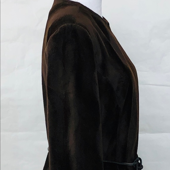 CACHE Brown Collarless Box Blazer Jacket Sz M - Picture 4 of 8